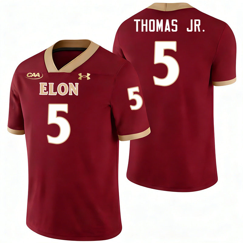 Elon Phoenix #5 TJ Thomas Jr. College Football Jerseys,Uniforms-Maroon